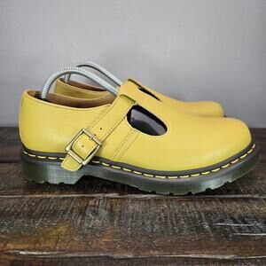 NEW Dr. Martens Polley Womens Size 10 Mary Jane Shoes Yellow Leather Buckle